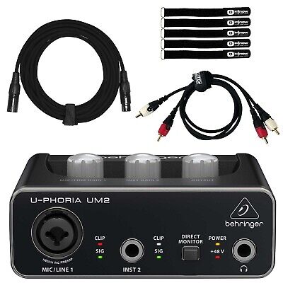 Behringer UM2 U-Phoria 2x2 USB Preamp Home Audio Recording Interface w  Cables 645312508211 | eBay