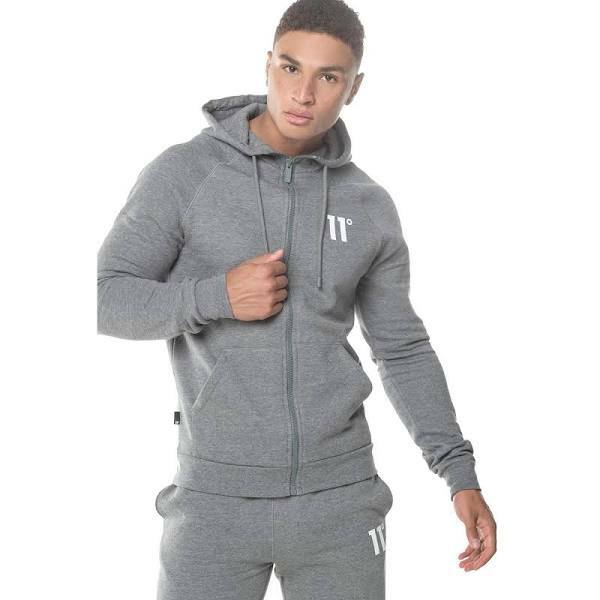 11 Degrees Core Full Zip Hoodie Mens Size S NEW Grey UK