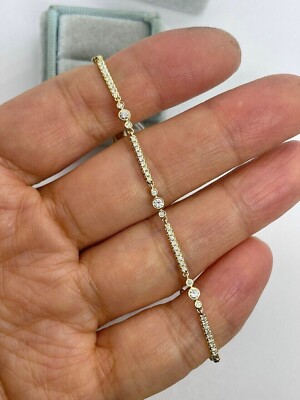 2Ct Round Cut Natural Diamond GH/SI Tennis Women's Bracelet 14k Yellow Gold