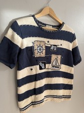 Vintage Christopher  Banks Hand Embroidered Knit Pullover Sweater Nautical Sz S