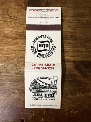 #ad G1697 Aba XVII Brewery Association Eau Claire Wisconsin Vintage Matchbook Cover $4.99