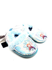 Disney Frozen Baby Slippers Size 5/6 Girls Shoes Slip On Blue Sequins Fabric