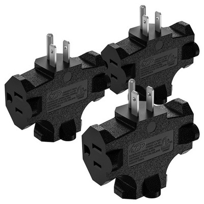 3 Way Plug Adapter Grounded Wall Tap 3 Outlet Splitter 15A 1875W ETL Listed