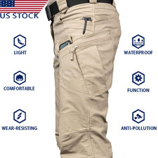 Mens Cargo Pants Tactical Waterproof Work Outdoor Hiking Combat Trousers US
