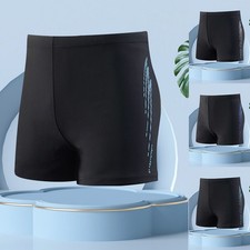 Men Swim Trunks Light Blue Dark Blue Gray Quick Dry Elastic Beach Swimwear