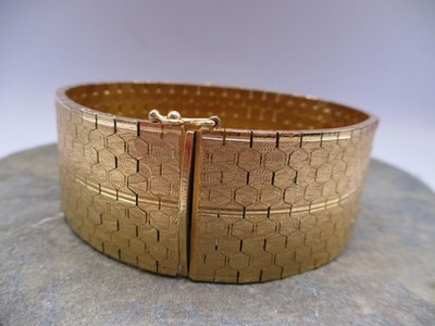 60er J. Damen Armband Petra Modeschmuck goldfarben Springendes Reh 19,5 x 2,6 cm