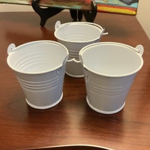 Versatile 2-Inch White Metal Pails  - Perfect for DIY Projects & Parties