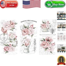High-Quality Rub On Transfers Set  3 Floral Sheets 6" x 12" for Home Decor