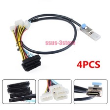 4X Mini SAS 26Pin SFF-8088 to 4 SAS 29Pin SFF-8482 with 4Pin IDE Power Cable 1M