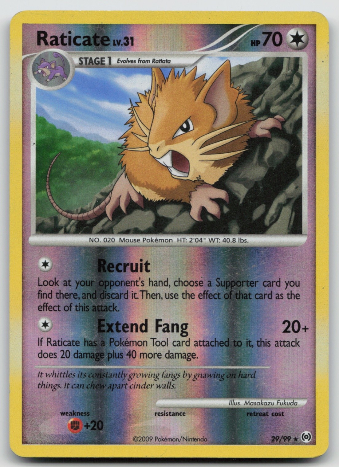 Pokemon Card Raticate REVERSE HOLO Rare Arceus 29/99