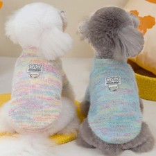 Pink Rainbow Clothing for Cats Short Sleeve Warm Pet Dog Sweaters Knitting Coat