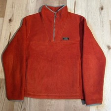 L.L. Bean Katahdin Fleece Pullover Orange 1/4 Zip Mock Neck jacket Men's M REG