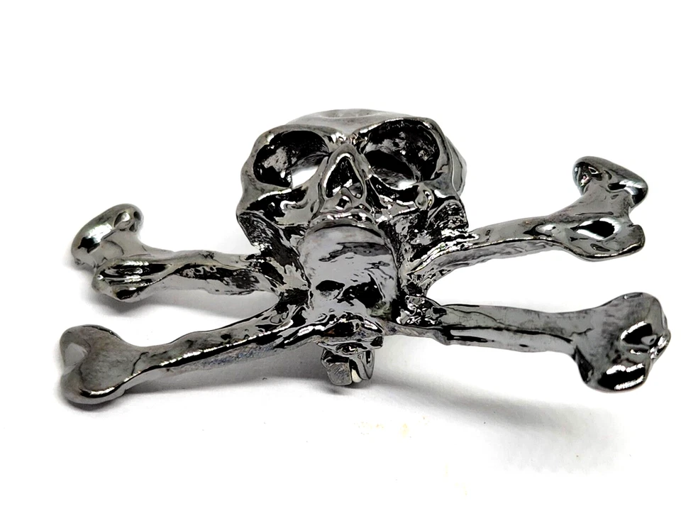 Череп скрещенные кости значок большой брошь крест кости готический панк металлический значок пират - Изображение 4 из 4