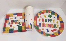 Building Blocks Birthday Party Supplies 65pc 20 Plates, 20 Cups, 25 Napkins NEW