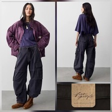 Free People We The Free Reef Curved Twill Cargo Pants Black Small NWT 168