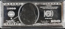 2000 US 100 silver bill Washington Mint 4 Troy ounces .999 fine silver bar  82.50 per troy oz