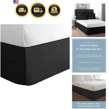 Today  s Home Classic Tailored Bed Skirt Dust Ruffle, Microfiber, 14" Drop Len...