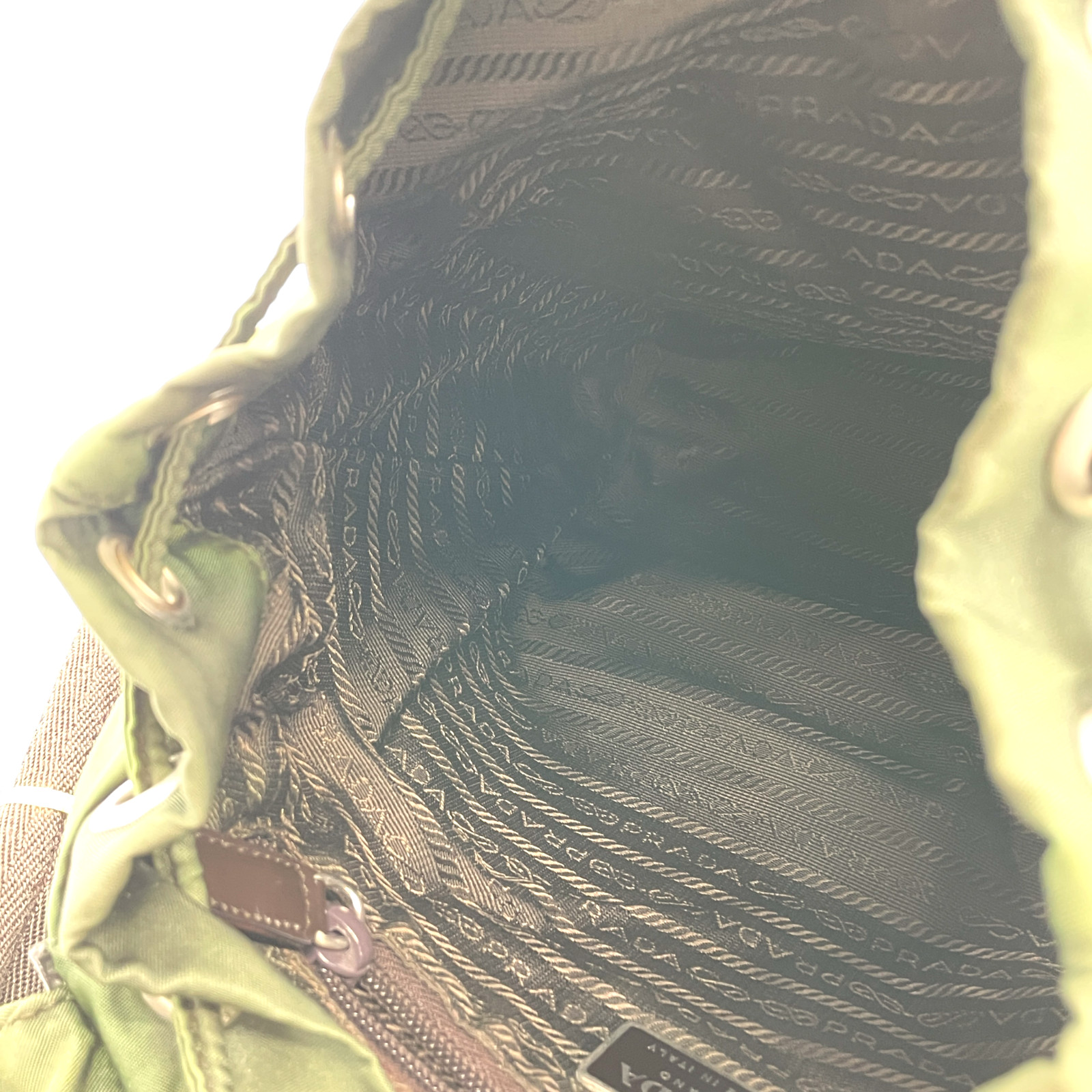 Auth PRADA Green Nylon Ladies Backpack W/Guarantee Card & Dust Bag KB704 thumbnail 19