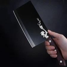 7'' Cleaver Knife Heavy Duty Meat Ergonomic Handle Effortless Meat Bone Cutting