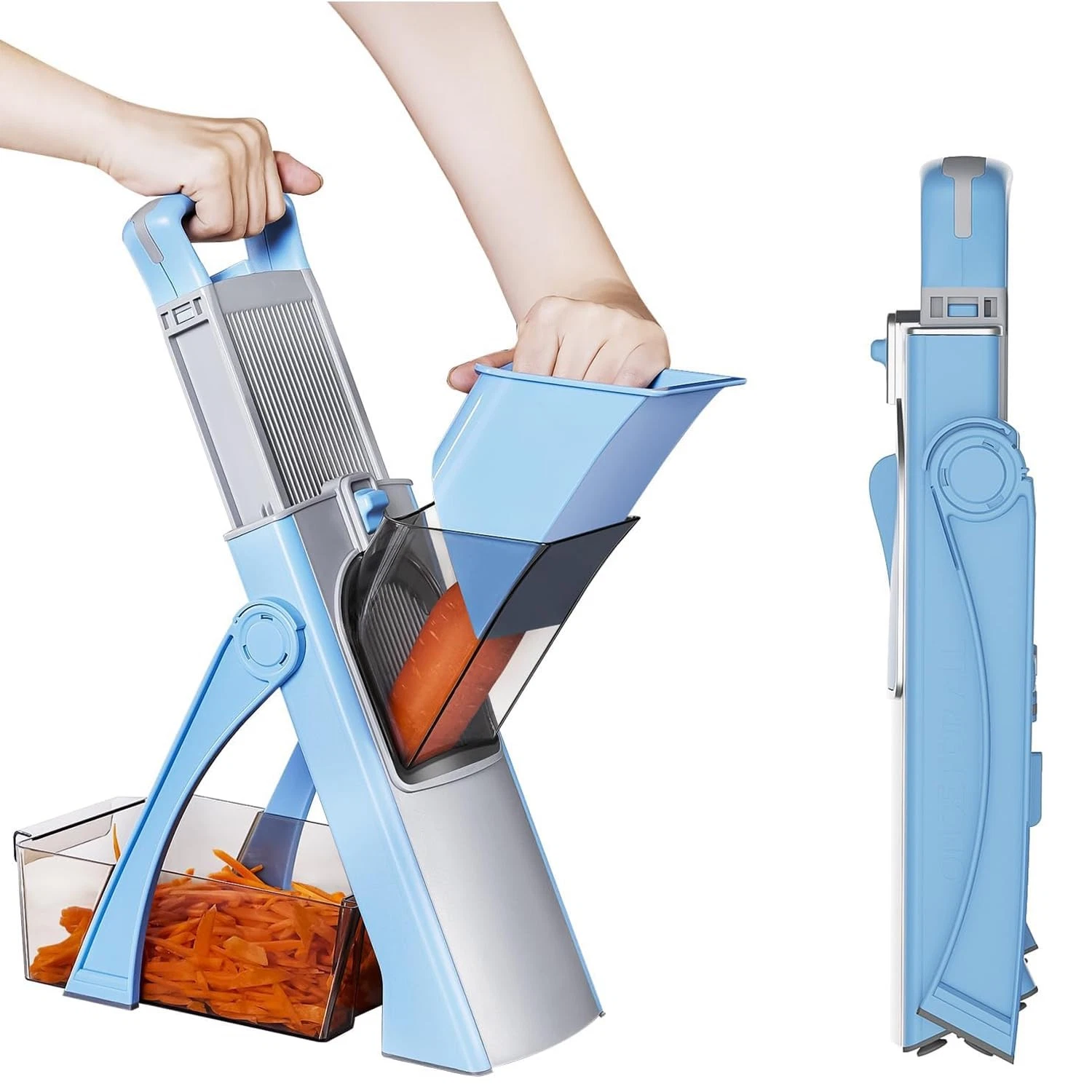 Upgrade Safe Mandoline Slicer for Kitchen, 5-in-1 Vegetable Chopper & Potato ...