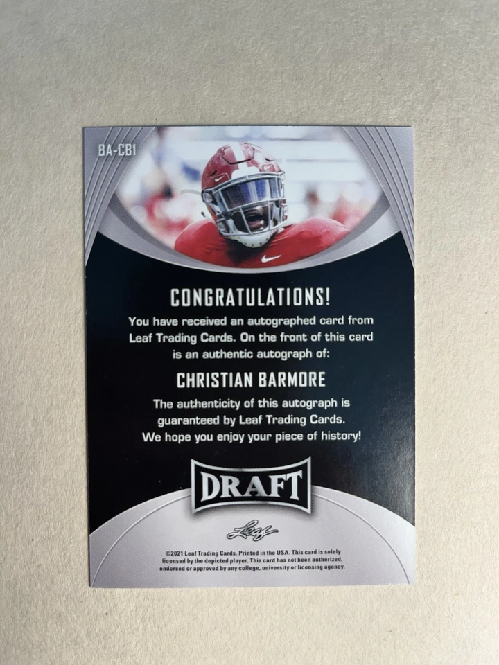 2021 Leaf Rookie Draft Christian Barmore RC  Auto‼️National 🏆Patriots - Image 2 of 2