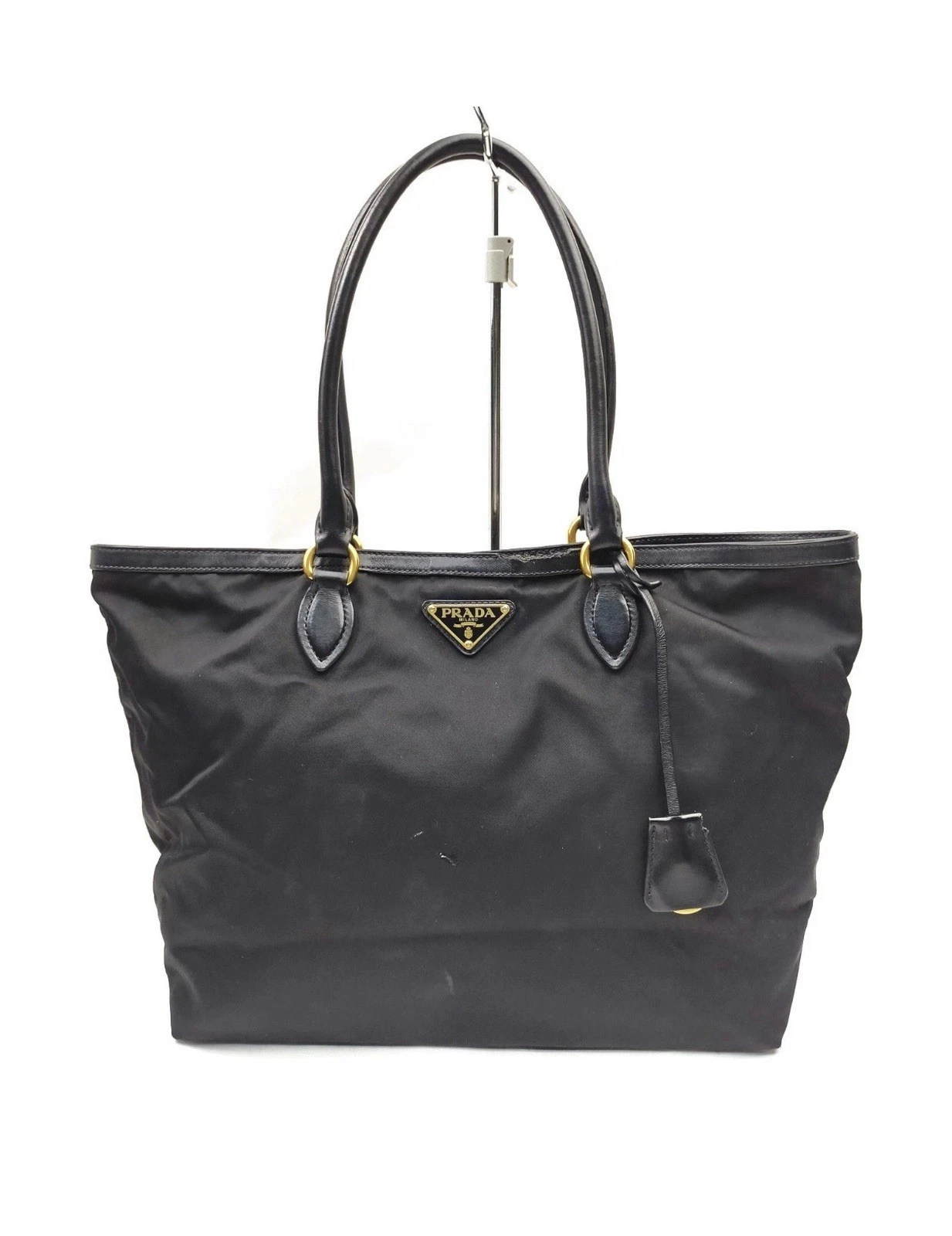 Prada — Auth PRADA Black Nylon shopping Tote with Long Straps 16” x 10”