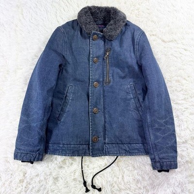 BLUE BLUE Boa Deck Jacket Cotton Indigo Dark Navy N-1 Size 1 Used