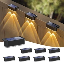 8 Pcs Waterproof Solar Fence Lights with Auto ON/OFF- Outdoor,Deck Light Solar P