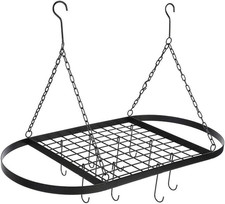 Ovale schmiedeeiserne Topf- & Pfannengestelle für Küche, hängende Topfaufbewahrung Topfregal