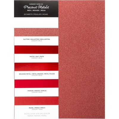 Shimmer Cardstock Paper 8.5 x 11- Assorted Glitter, Metallic, x 11, Red 