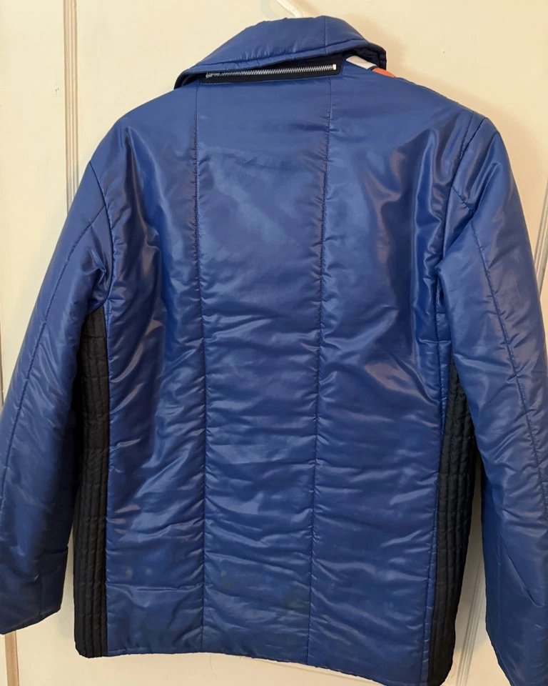 Chaqueta cortavientos Union 76 impresionante acolchada cálida rara vintage carrera rayas capucha Foto 4 de 4