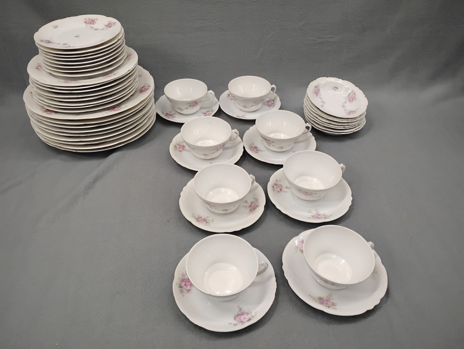 Vintage Habsburg China Austria Pink Floral 48 Pc Dinnerware 