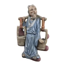 Vintage Norcrest Chinese Man  Figurine Collectible 3578 Well Water Buckets
