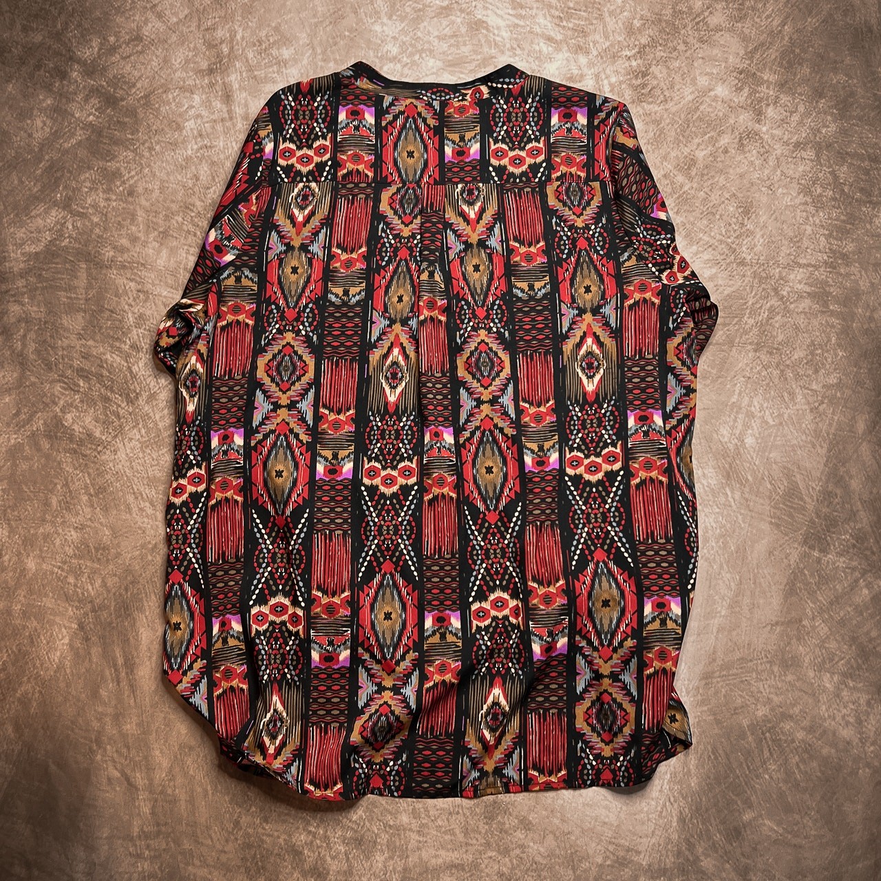 Collections Etc. Vintage Southwestern Print Tunic Blouse Multicolor Geometric 