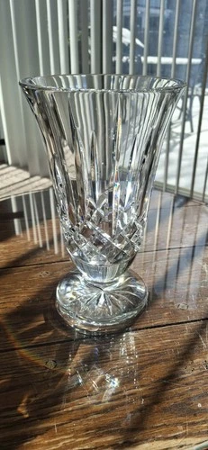 Vtg WATERFORD LISMORE LARGE VASE 8.5" x 5" Footed Flower HEAVY Crystal Vase