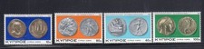 CYPRUS #479-482 1977 ANCIENT COINS OF CYPRUS F-VF LH O.G 