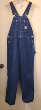 Vintage Carhartt Denim Bib Overalls Mens 38x30 R08 DNM Blue Jeans Workwear USA
