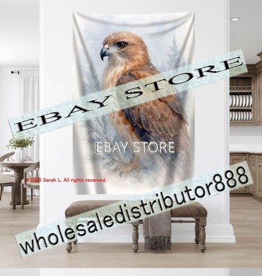 Hawk head art tapestry wilderness sky decor bird of prey 59X82 in