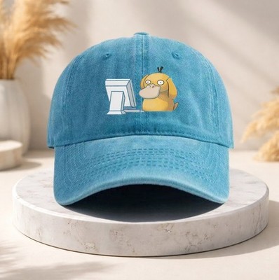 Funny Meme Psyduck and Computer Vintage Adjustable baseball Cap Unisex