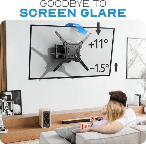 Supporto staffa parete TV braccio oscillante inclinazione girevole 16" 22" 24" 32" 40" 43" 50" 55" LED - Foto 5 di 8
