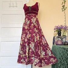 Vintage 1970s Gunne Sax Burgundy Floral Maxi Dress Prairie Renaissance - ALTERED