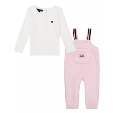Tommy Hilfiger Baby Girl Drop Needle Sherpa Overalls 2-Piece Set 18m