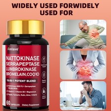 Nattokinase 4000 FU Serrapeptase 120000 SPU Lumbrokinase Enzyme Supplement CoQ10
