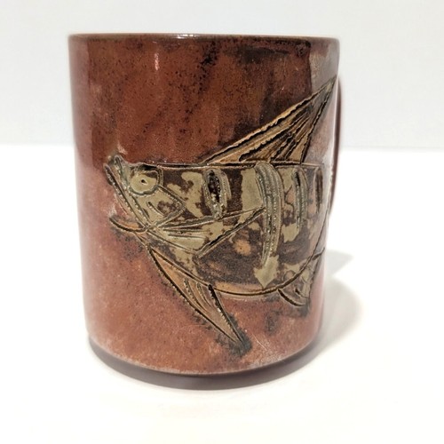 Vtg Fish Mugs, Hand Painted, Otagiri Style Mid Century 10 fl oz - Picture 2 of 15