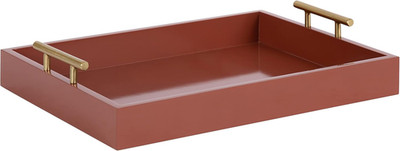 Lipton Modern Rectangular Tray in Red and Gold, 16.5x12.25