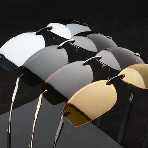 Polarized Driving Sunglasses Men Rimless Metal Frame UV400 Aviator Pilot Vintage