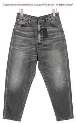 R13 Jennie Tapered Women Jeans 27 Vintage Grey Faded Ripped Distress RRP540 S394