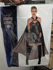 Draped GOTHIC CAPE BLACK, Halloween One Size Costume