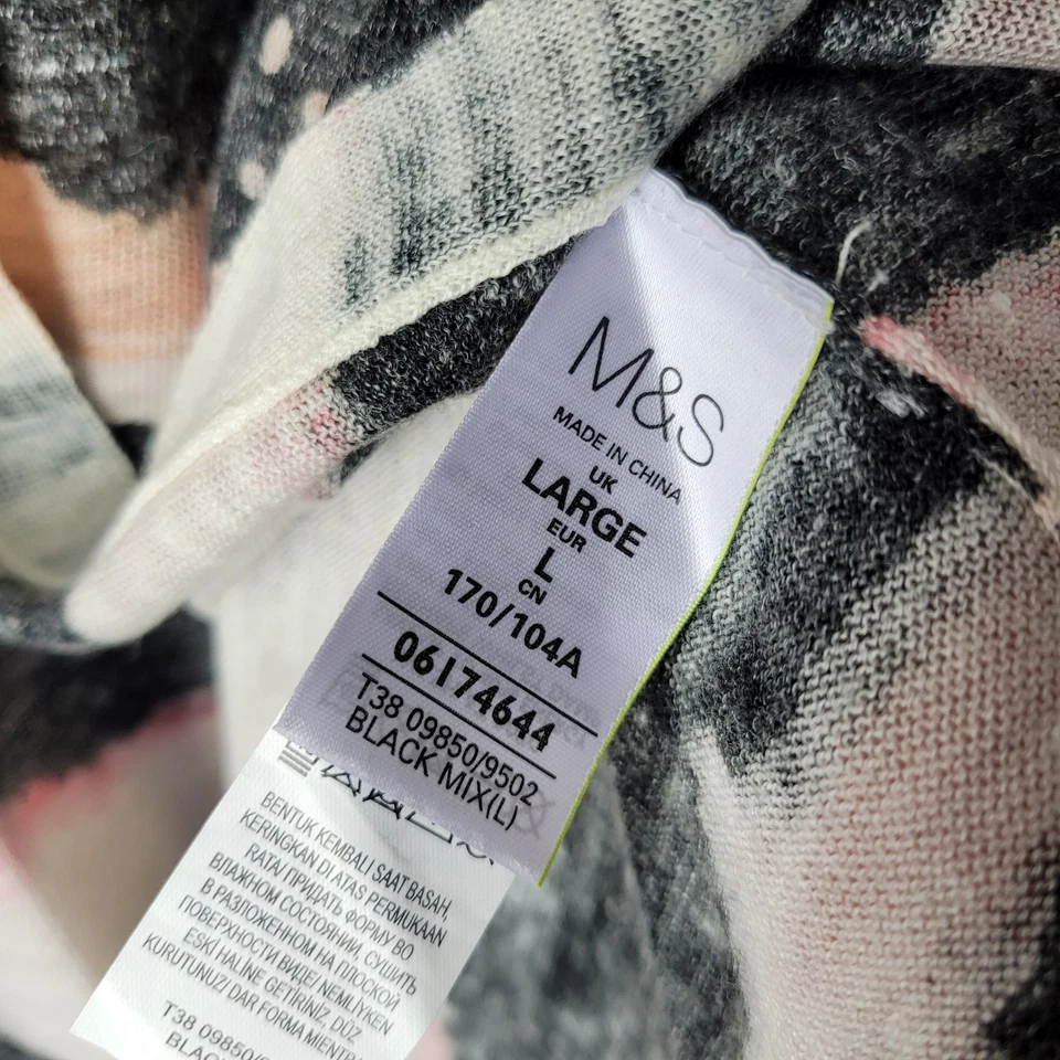 M&S Women Size L Black Ivory Pink Stripe Long Line Open Cardigan Casual Smart - Image 4 of 4