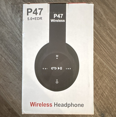 P47 Ohraufliegende Bluetooth 5.0+EDR Kopfhörer schwarz mit Mikrofon 4 cm